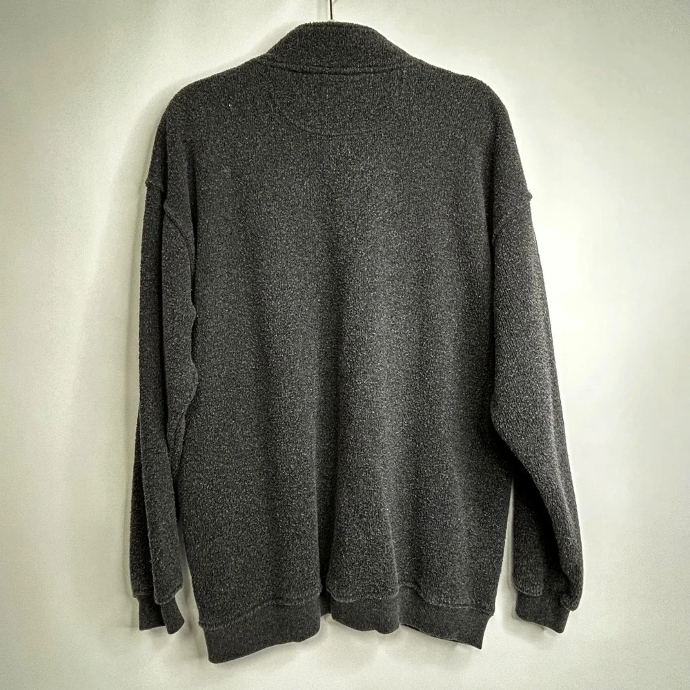 VTG Big Dogs Mens L Over‎ Charcoal Heather 1/4 Zip Pullover Sweatshirt Dog Logo